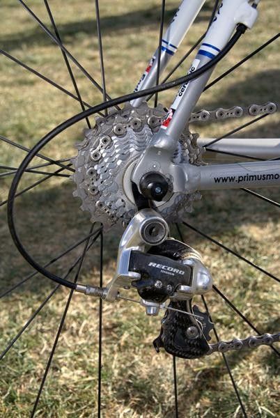 &hellip;while the Record rear derailleur dutifully moves the chain from cog to cog.