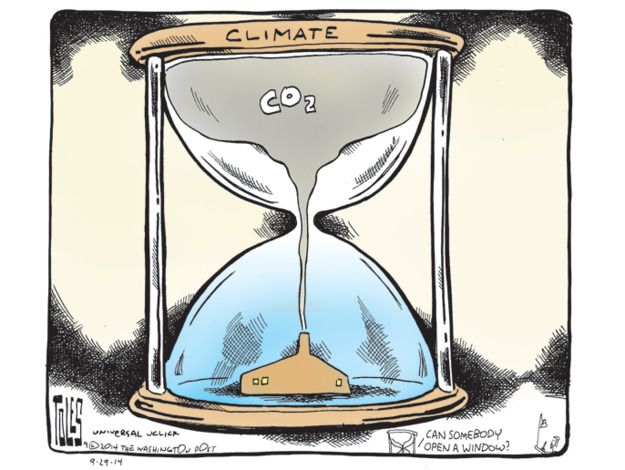 Political cartoon climate change carbon emission world