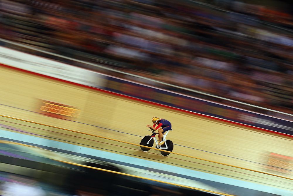 Bradley Wiggins in action during his UCI Hour Record ride.