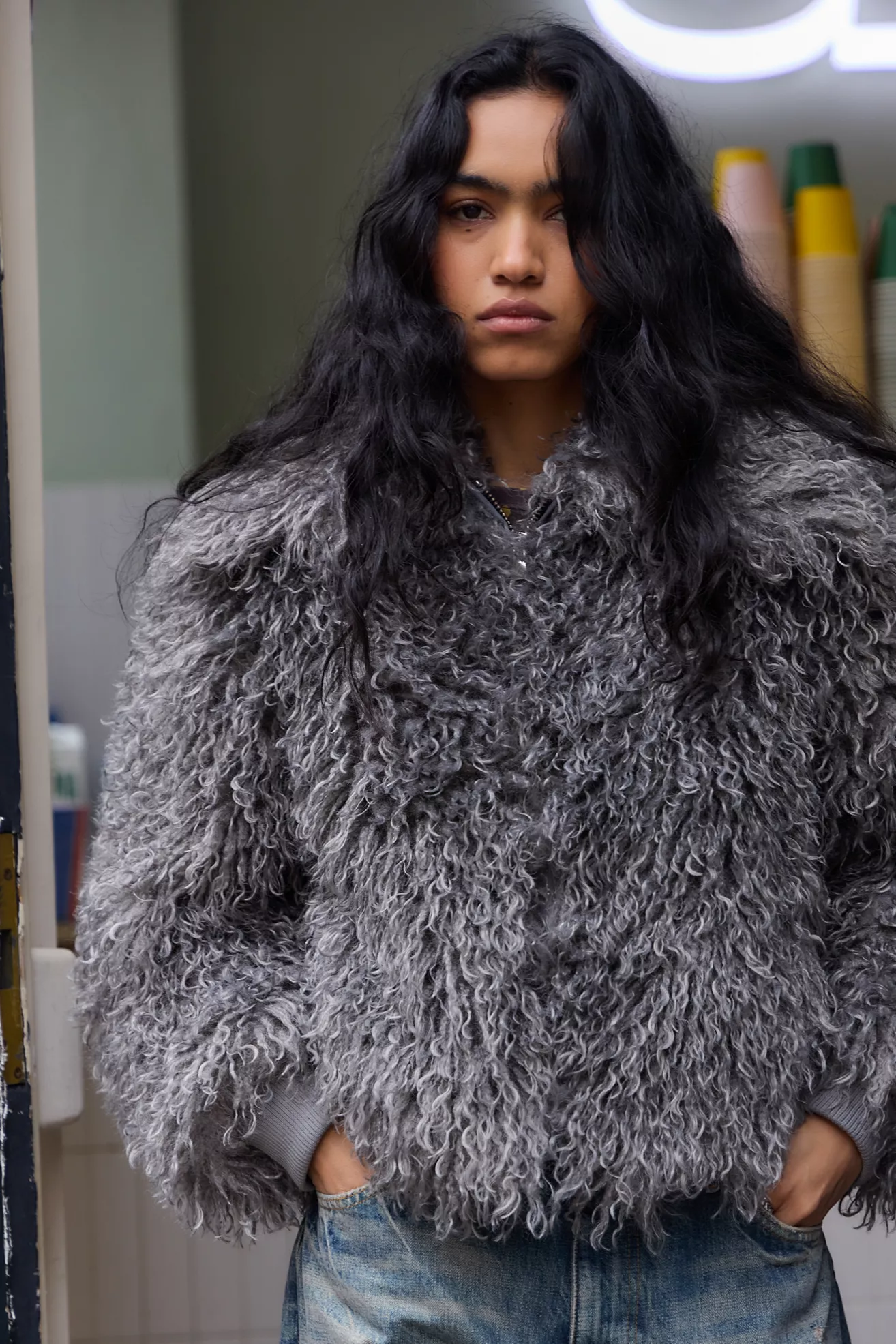 Daisy Street Harlow Mongolian Faux Fur Jacket