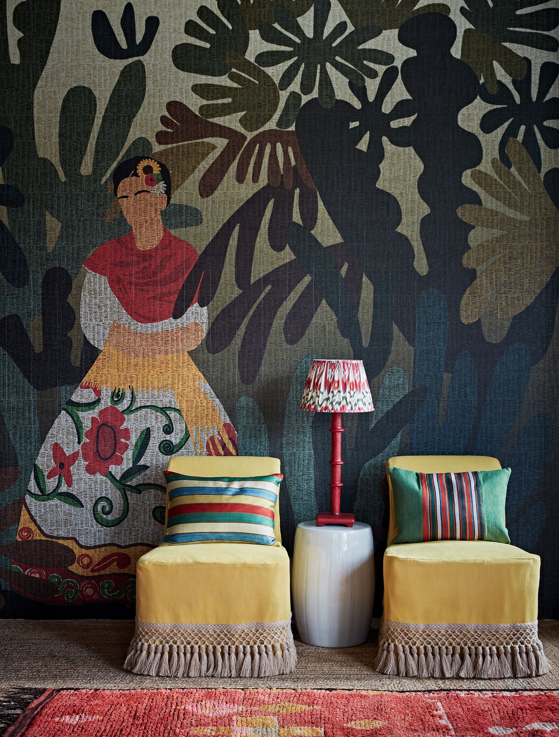 Mural statement piece in living room or hallway