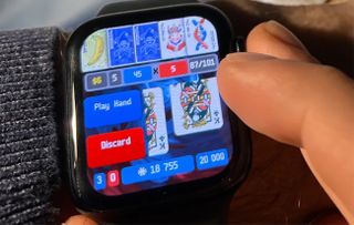 Balatro being played on an Apple Watch