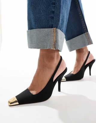 Asos Design Proud Toe Cap slingback heels in black