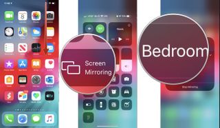 To AirPlay video from your iPhone or iPad, swipe down from the top right corner of the screen to bring up Control Center. Tap Screen Mirroring. Choose the device you'd like to AirPlay to.