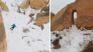 Fabian Lentsch skis down Turkey mountain bike trail