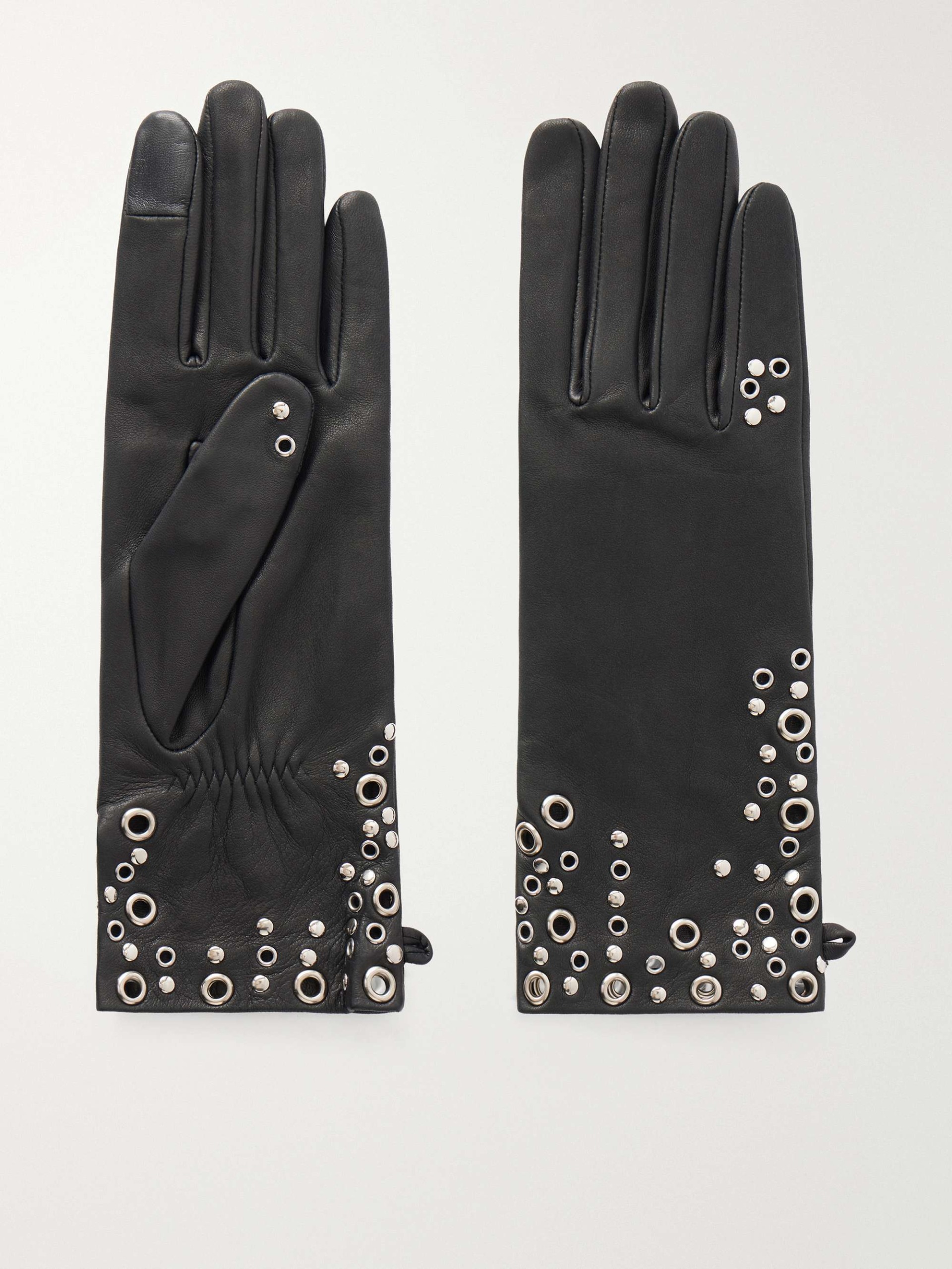 Elfie Embellished Leather Gloves