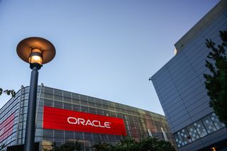 Oracle logo on the side of a building