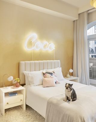 Neon lighting adds an interactive element to your child's bedroom