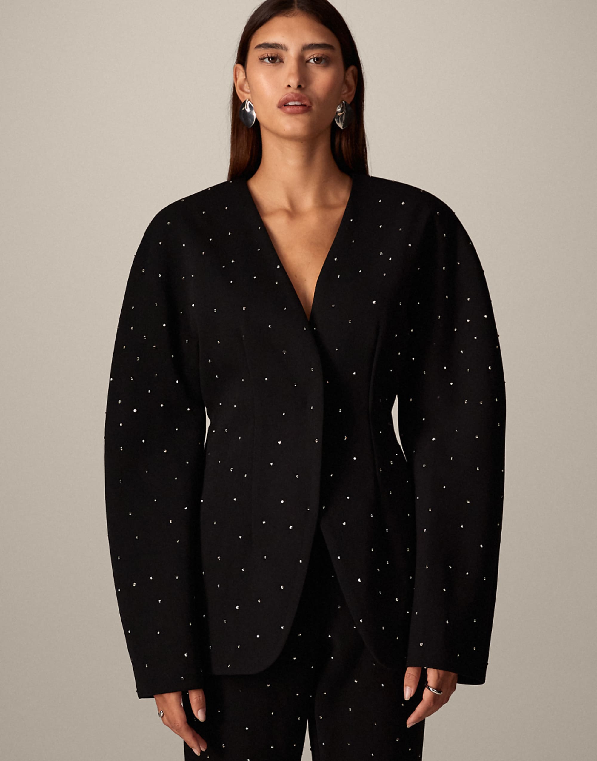 Arrange Hot Fix Tailored Ovoid Sleeve Blazer Co-Ord in Black