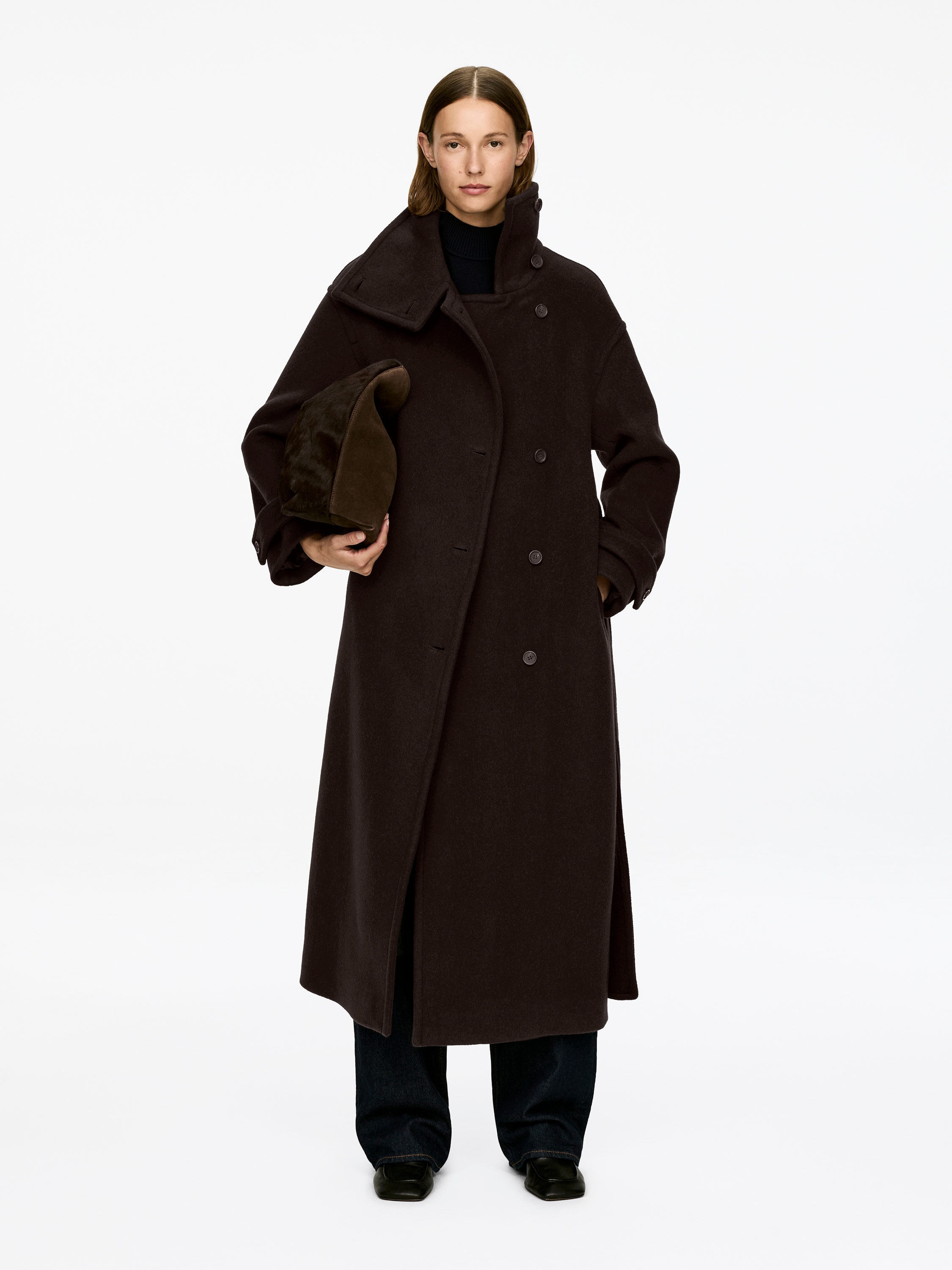 Oversized Wool-Blend Coat &amp;ndash; Dark Brown &amp;ndash; Women &amp;ndash; Arket Gb