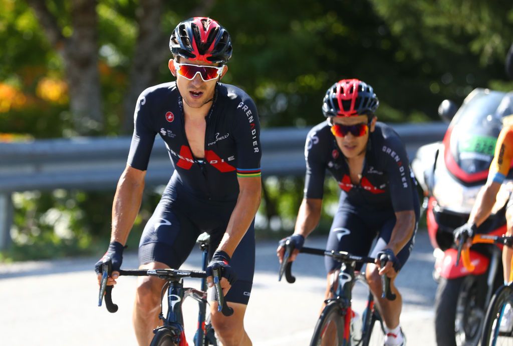 LA ROCHESURFORON FRANCE SEPTEMBER 17 Michal Kwiatkowski of Poland and Team INEOS Grenadiers Richard Carapaz of Ecuador and Team INEOS Grenadiers during the 107th Tour de France 2020 Stage 18 a 175km stage from Mribel to La Roche sur Foron 543m TDF2020 LeTour on September 17 2020 in La RochesurForon France Photo by Michael SteeleGetty Images