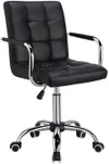 Yaheetech Black Adjustable Faux Leather Swivel Office Chair