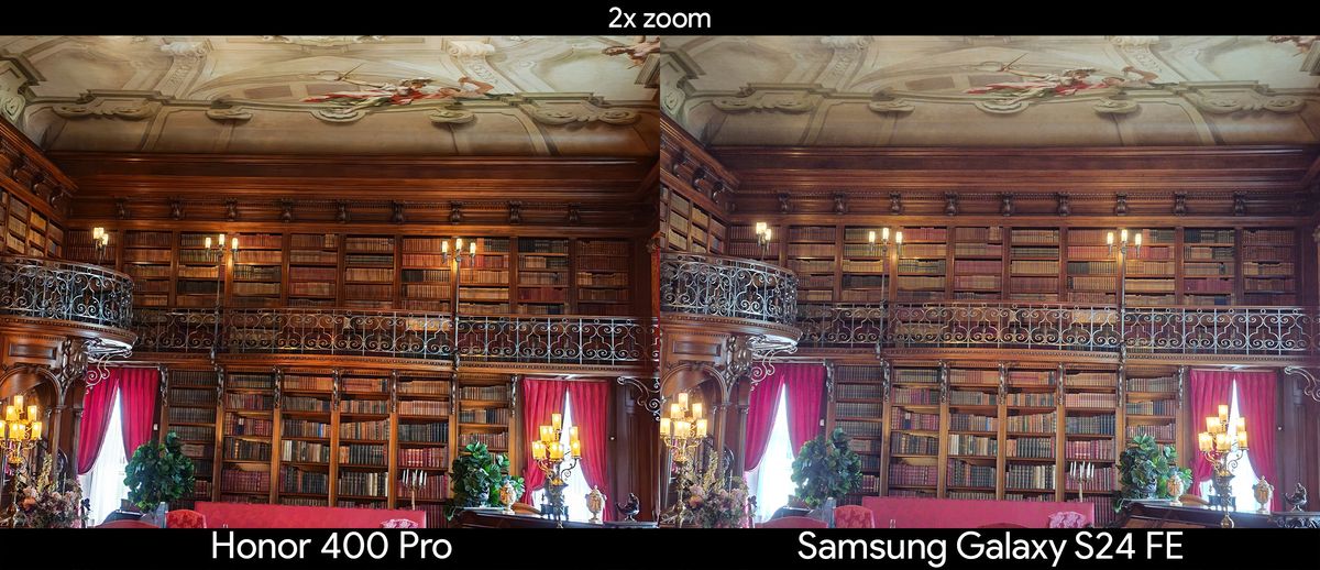 Comparing 2x zoom photos taken from an Honor 400 Pro vs Samsung Galaxy S24 FE