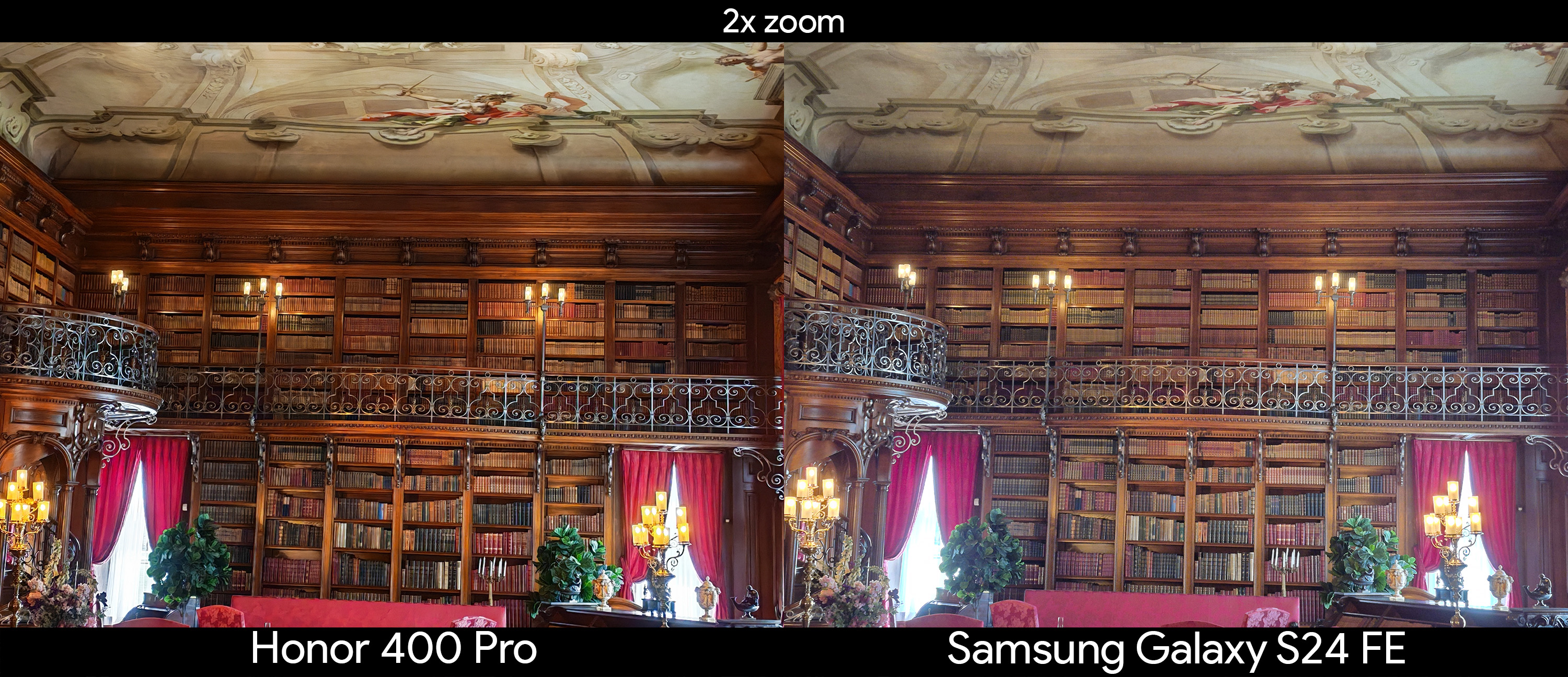 Comparing 2x zoom photos taken from an Honor 400 Pro vs Samsung Galaxy S24 FE