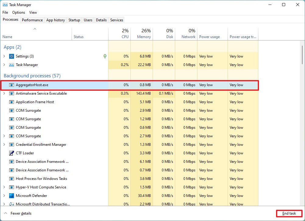Task Manager terminate process fix 22H2 install