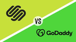 The Squarespace logo, then the text 'VS', then the GoDaddy logo.