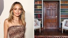 nicole richie on the left and a home library on the right