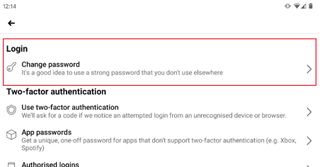How to change password on Facebook app: Tap Login