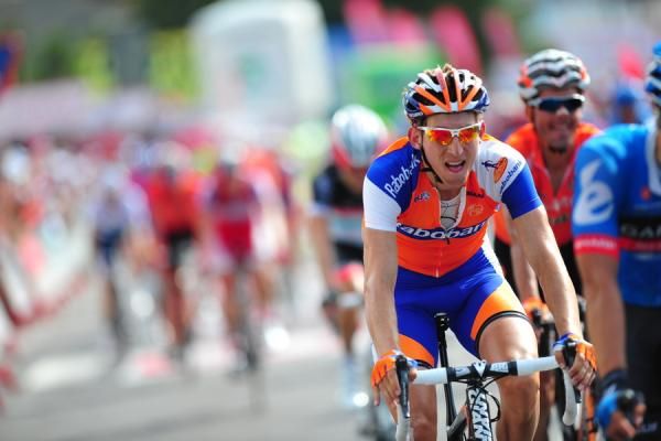 Bauke Mollema (Rabobank) shows the strain of stage 10 at the Vuelta