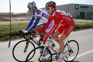 Rik Verbrugghe (Cofidis) rides with Tom Boonen (Quick Step).
