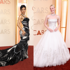 Photo of Teyana Taylor and Elle Fanning on the Oscars 2026 red carpet.