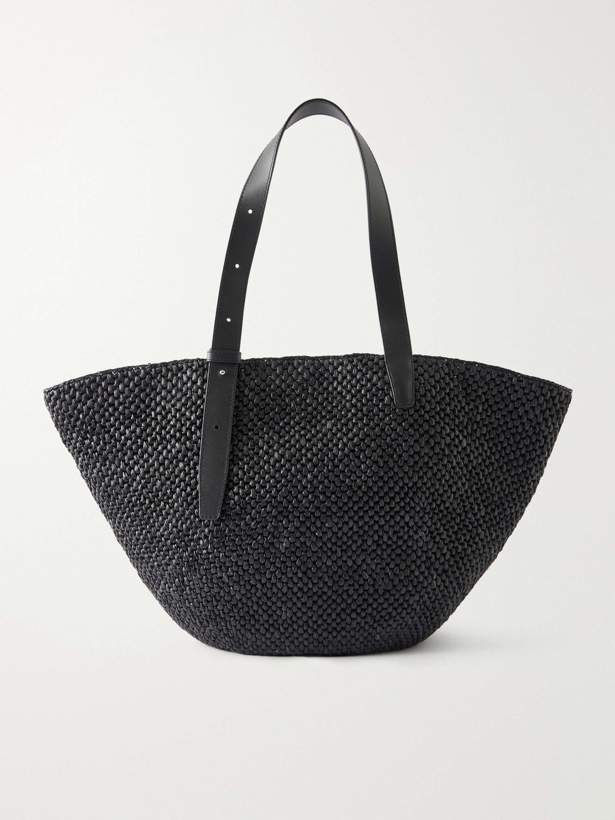The Bianca Leather-Trimmed Raffia Tote