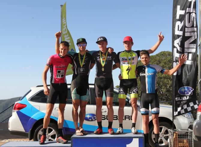 Elite men's podium at the Mt. Buller cross country