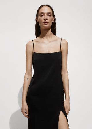 Side-Slit Satin Dress - Women | Mango Usa