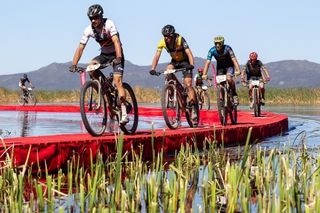 The floating bridge was a happy moment, on the hottest Cape Epic day (Iamge: Nick Muzik)