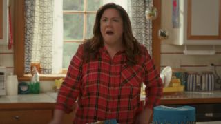 Kate Otto is shocked during a conversation on American Housewife