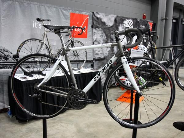 The Ottrott is Serotta's premier multi-material frame. Carbon fiber is used in the top tube, down tube, seat stays, and fork while the rest is triple-butted titanium.