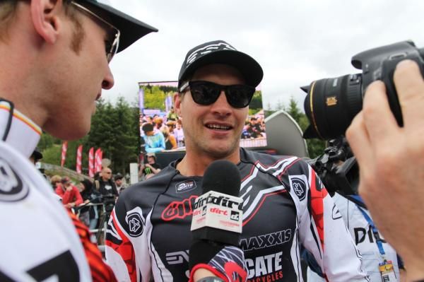 Greg Minnaar (Santa Cruz Syndicate) is interviewed after winning