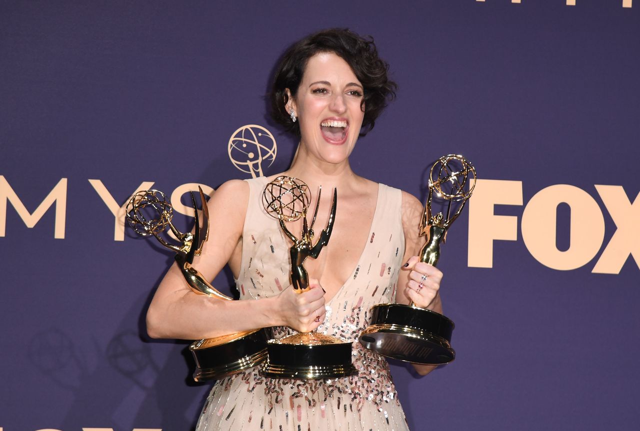 Phoebe Waller-Bridge with her Emmys