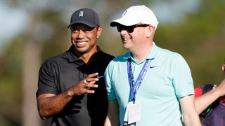Tiger Woods and Rob McNamara during the 2021 PNC Championship at Ritz-Carlton Golf Club