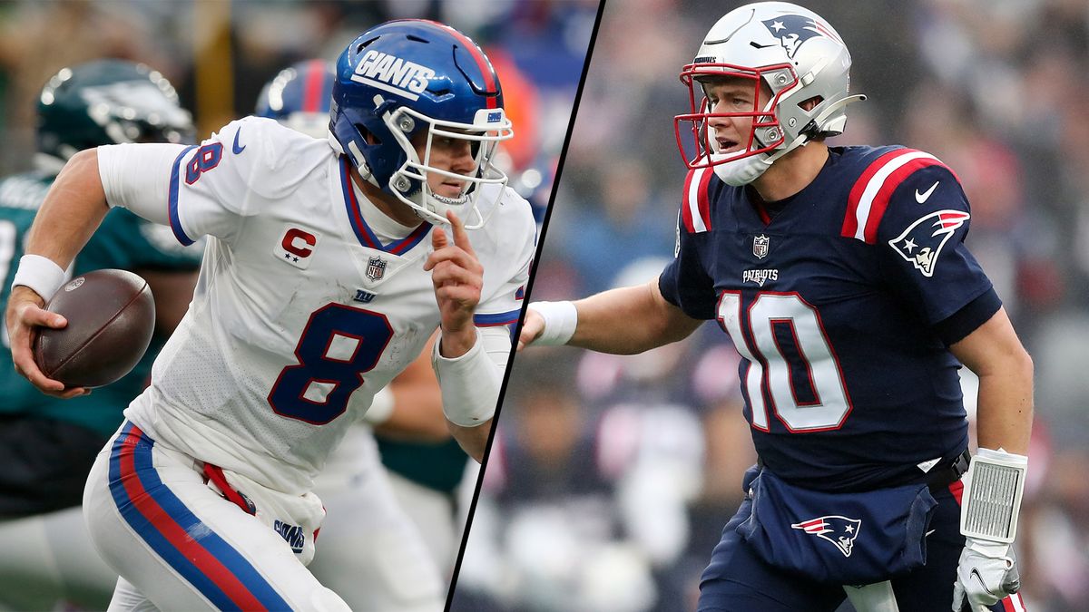 Composition of Daniel Jones of the New York Giants and Mac Jones of the New England Patriots