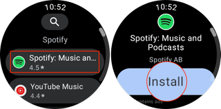 Search for and install Spotify on Galaxy Watch 5