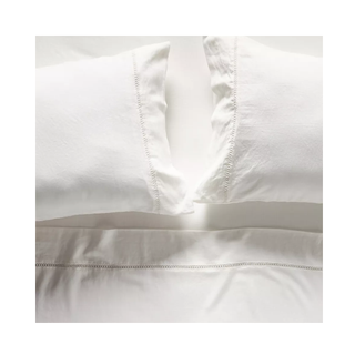 Embroidered white linen blend bedding set
