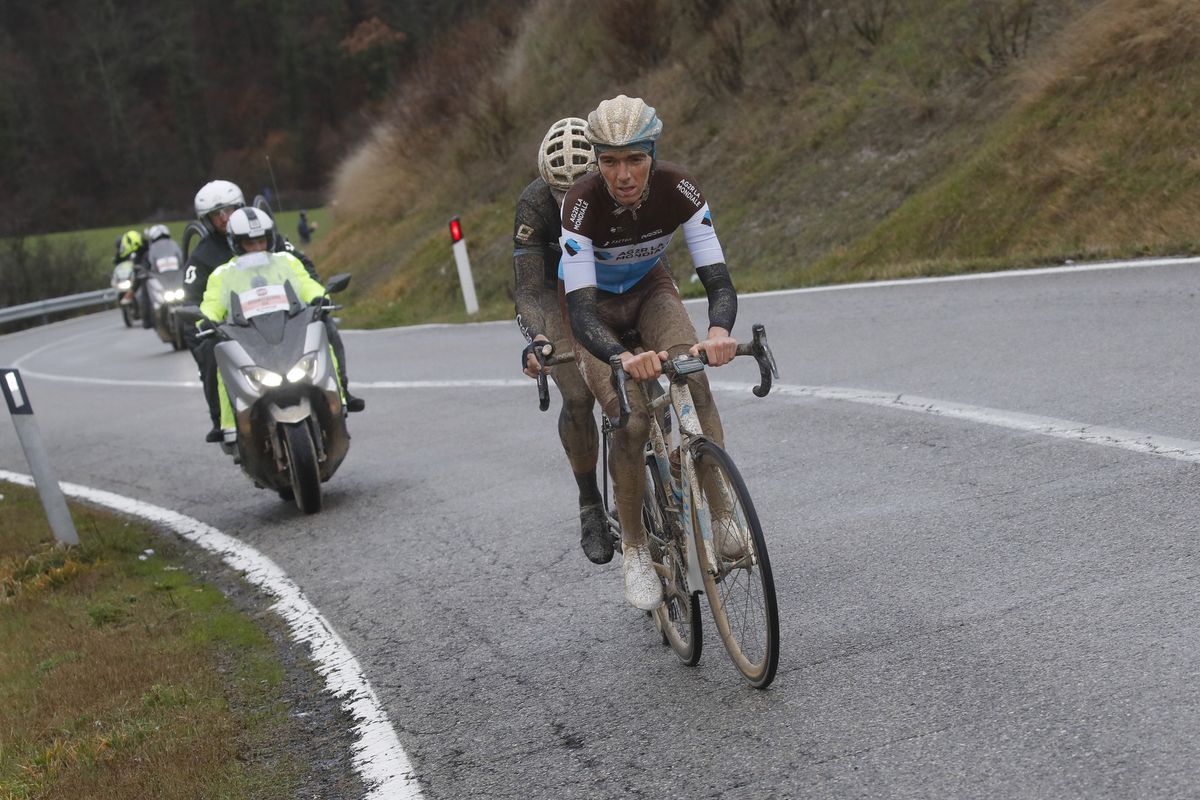 Romain Bardet (AG2R) with Wout Van Aert (Verandas Willems-Crelan)