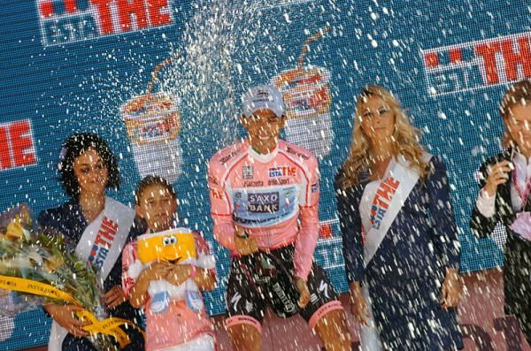 Contador has had plenty of practice with the bubbly this Giro.