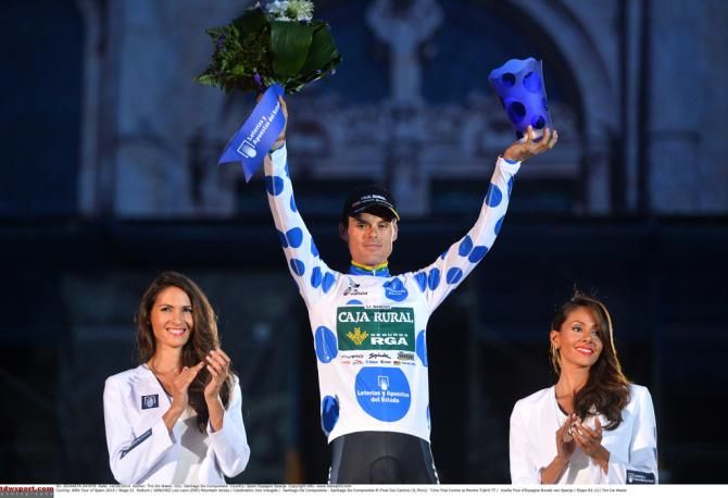 Luis Leon Sanchez (Caja Rural) collects his mountains jersey
