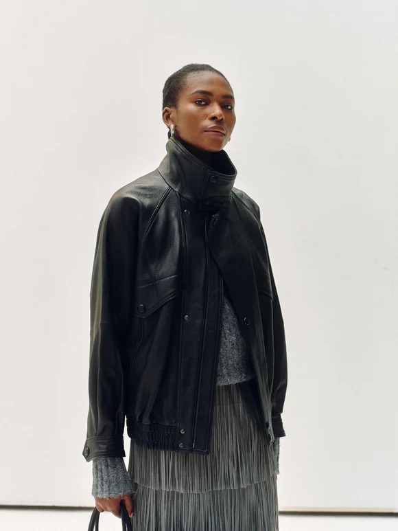 High-Neck New Zealand Leather Jacket