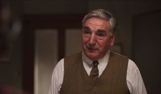 Downton Abbey Carson assures Lady Mary in his living room