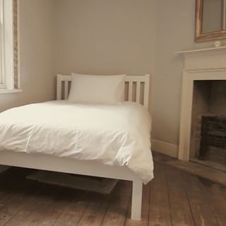 bed with white pillow