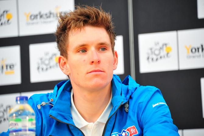 Arnaud D&eacute;mare (FDJ) at the press conference