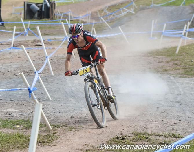 Lukas Fluckiger (BMC Mountainbike Racing Team) made the initial move that split up the lead group.