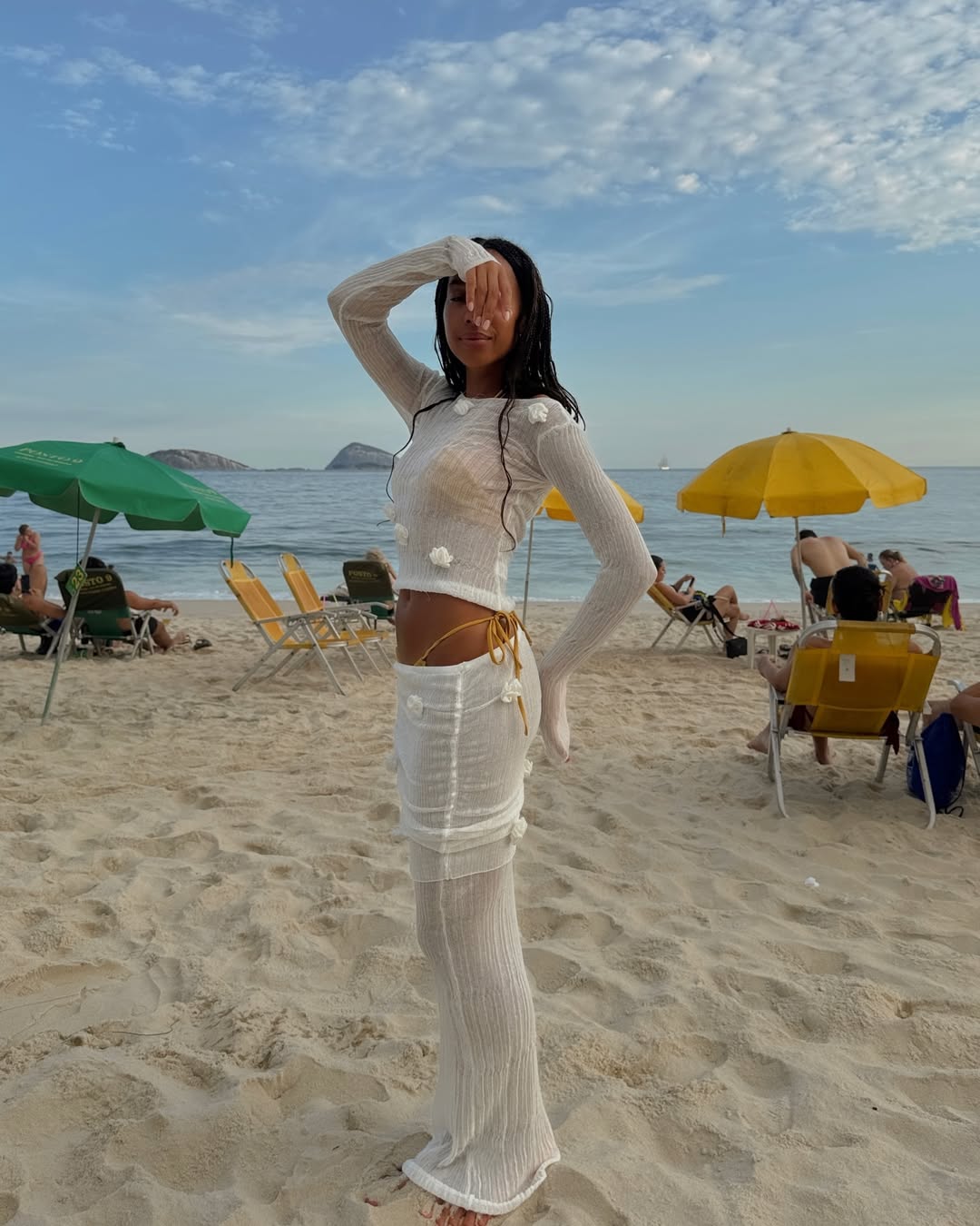 Amaka wearing sheer co-ord