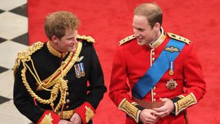 Prince Harry and Prince William arrive at Westminster Abbey
