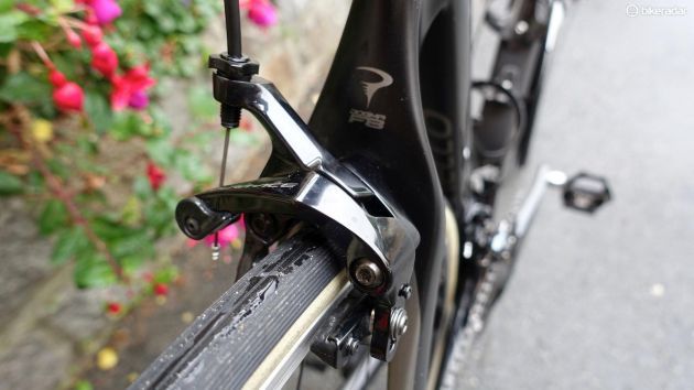 The new rim brakes are more angular than their predecessors