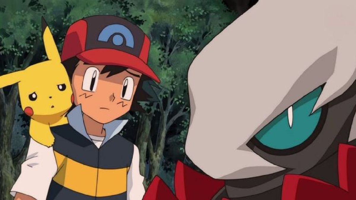 Ash, Pikachu and Darkrai in Pokemon: The Rise of Darkrai.