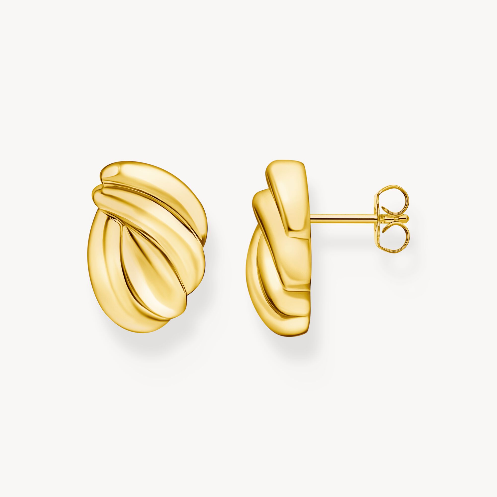 Gold-Plated Organic-Shaped Stud Earrings
